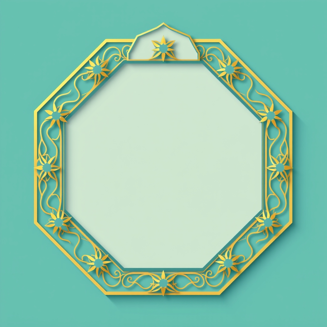 إطار اسلامي ذهبي مع زخرفة geometric