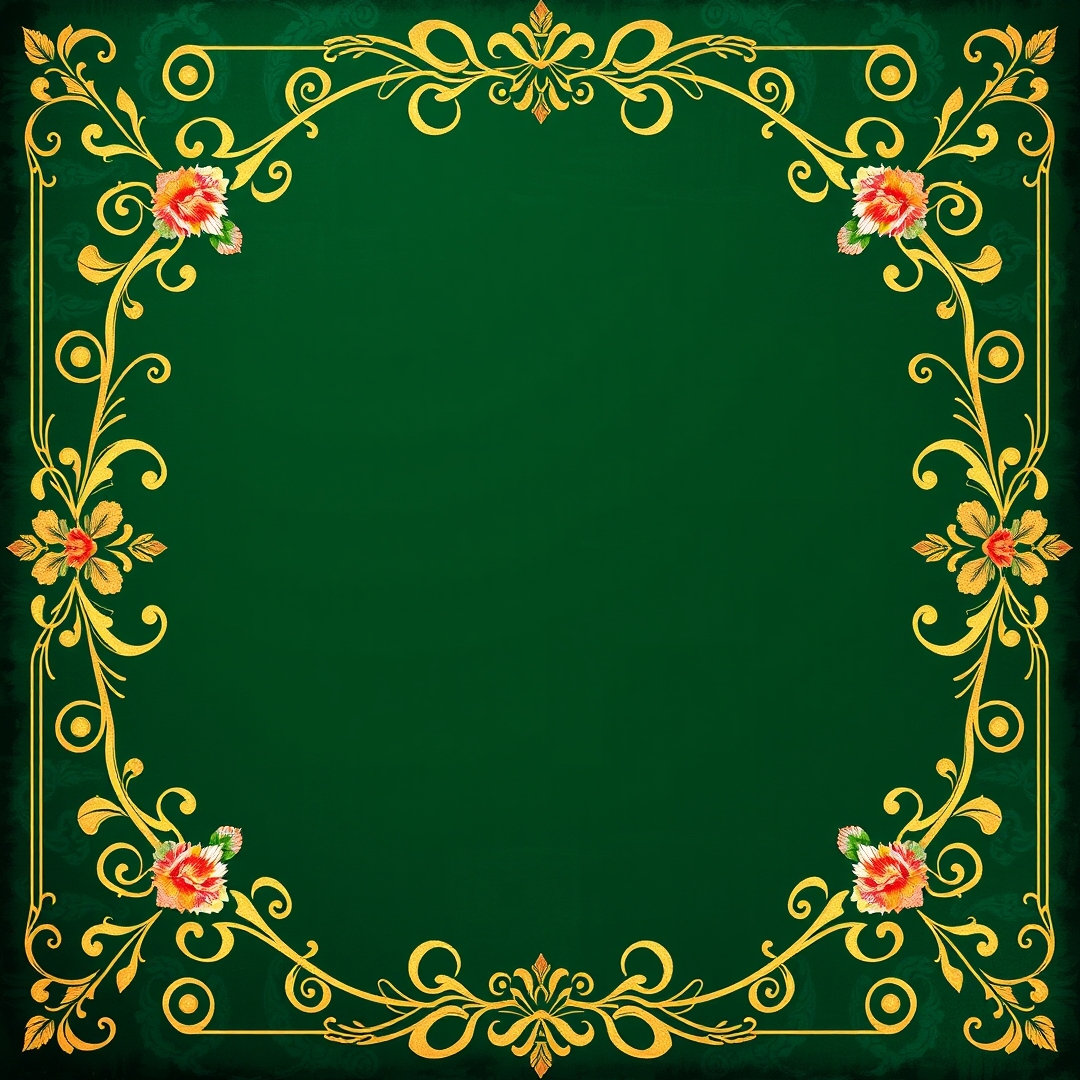 إطار إسلامي ذهبي مُزخرف على خلفية velvet الأخضر الداكن