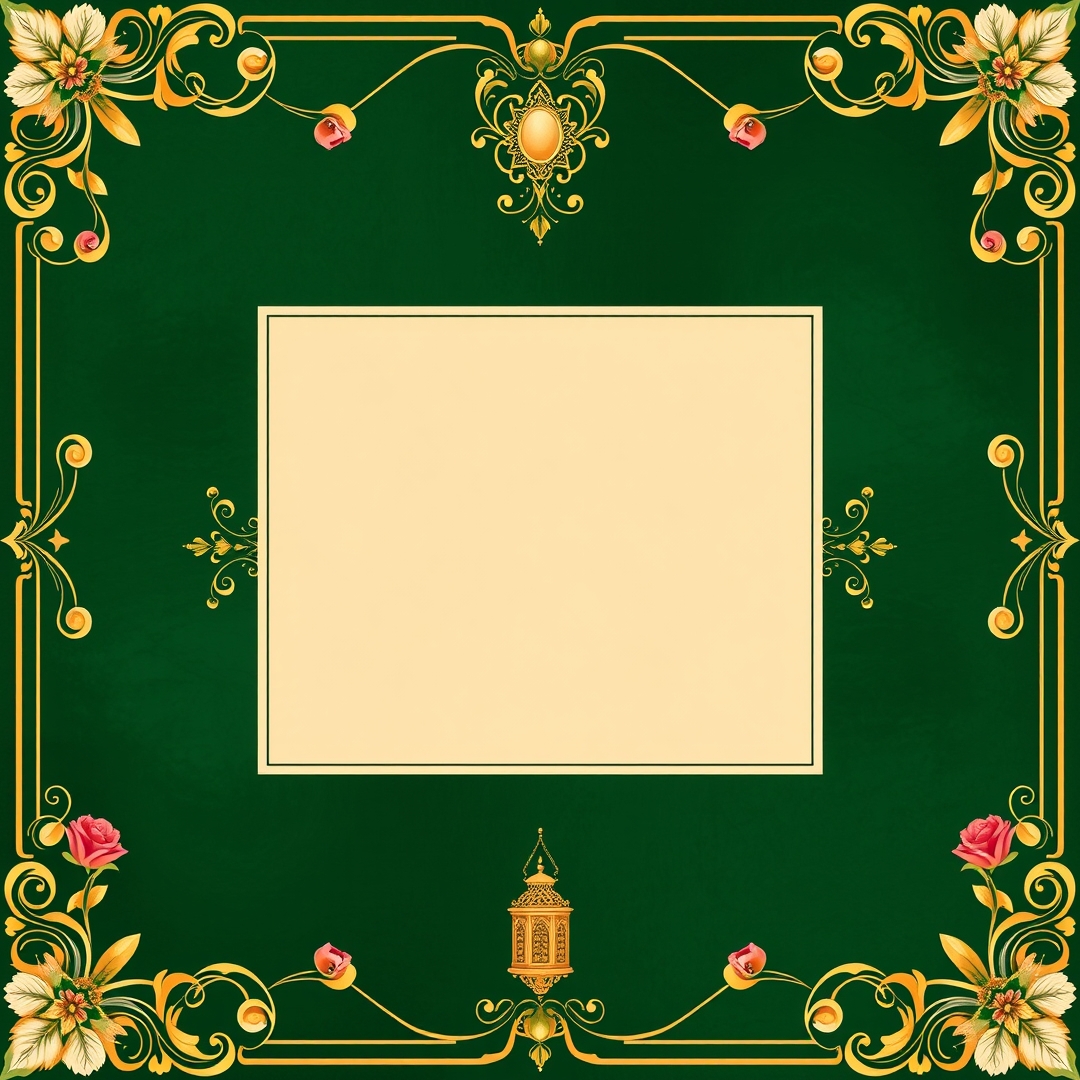 تصميم إطار إسلامي زخرفي ذهبي