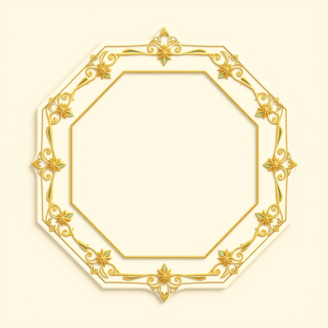 صورة إطار إسلامي ذو هيكل Octagonal وخطوط ذهبية متقاطعة