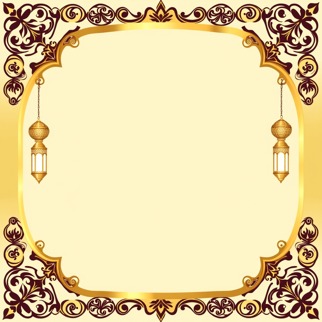 إطار رمضان إيد ذهبي زخرفي للتحميل