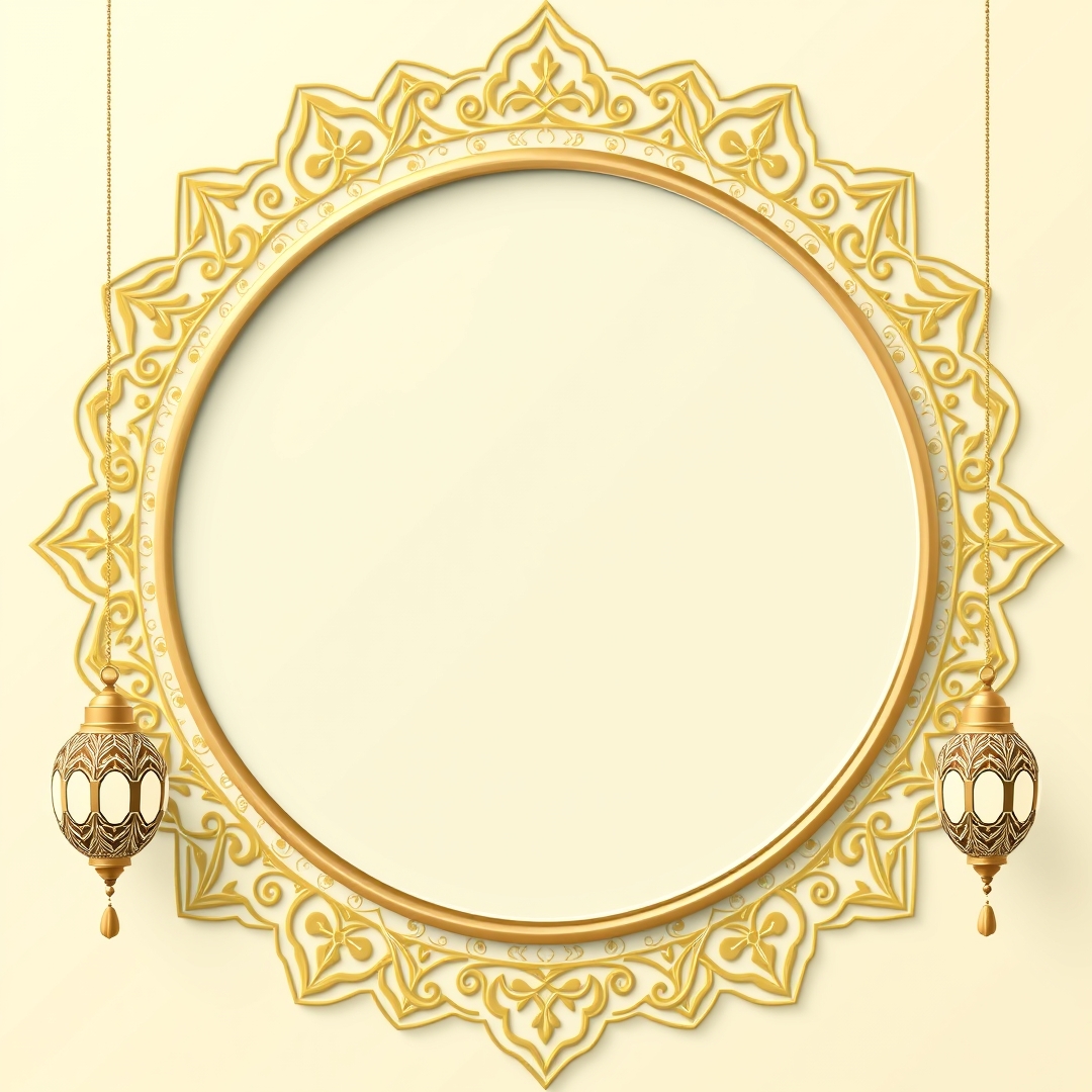 إطار رمضان/عيد زخرفي ذهبي مزين بالزخارف العربية