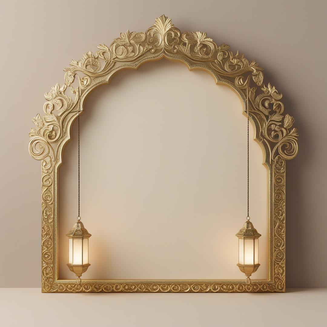 إطار زخرفي رمضان و العيد باللون الذهبي